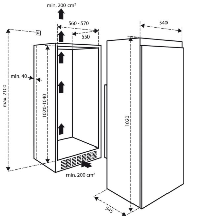 Inventum Inbouw koelkast 102cm Sleepdeur IKK1021S