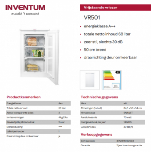 Inventum VR501 tafelmodel vriezer