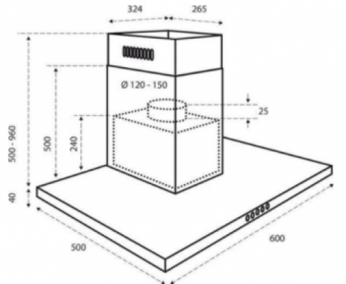 Inventum AKB6004RVS - Wandschouw afzuigkap