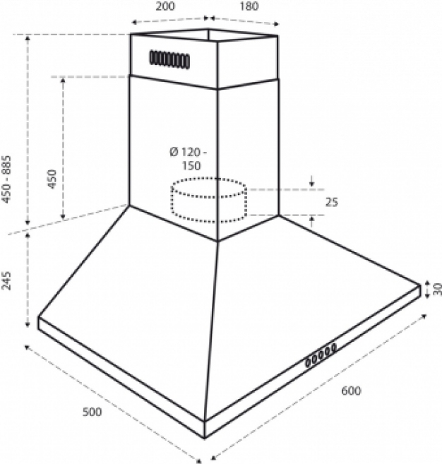 Inventum Piramide afzuigkap - 60 cm AKP6000RVS