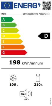 Beko B5RCNE3651HXB Koel-vries Combinatie