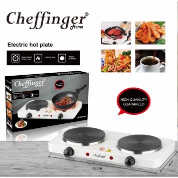 Cheffinger CF-EHD1000: 1000W Elektrische Kookplaat - Dubbel