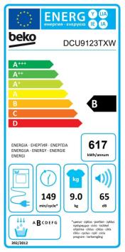 Beko DCU9123TXW 9KG Condensdroger 