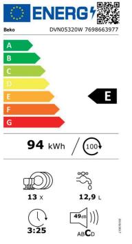 Beko DVN05320W - Vrijstaande vaatwasser - wit