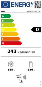 Beko RCNE560E60ZXPN Koel-vries Combinatie