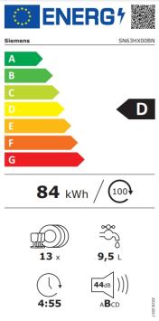 Siemens SN63HX00BN iQ300 Volledig geïntegreerde vaatwasser